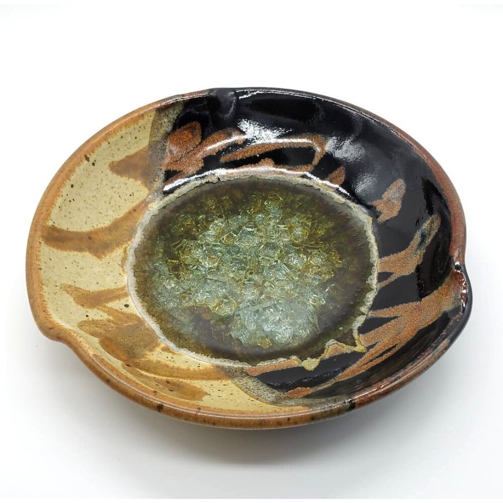 Handmade Pottery Geode Plate Trinket Bowl